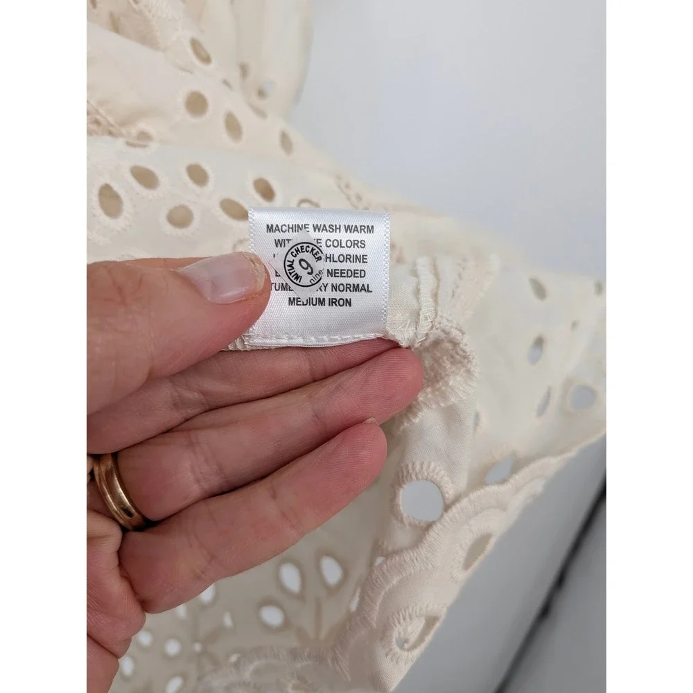 Jennifer Grace Eyelet Top Womens XL Cream Ruffle Sleeve Boxy Cottagecore NWT - Picture 6 of 10